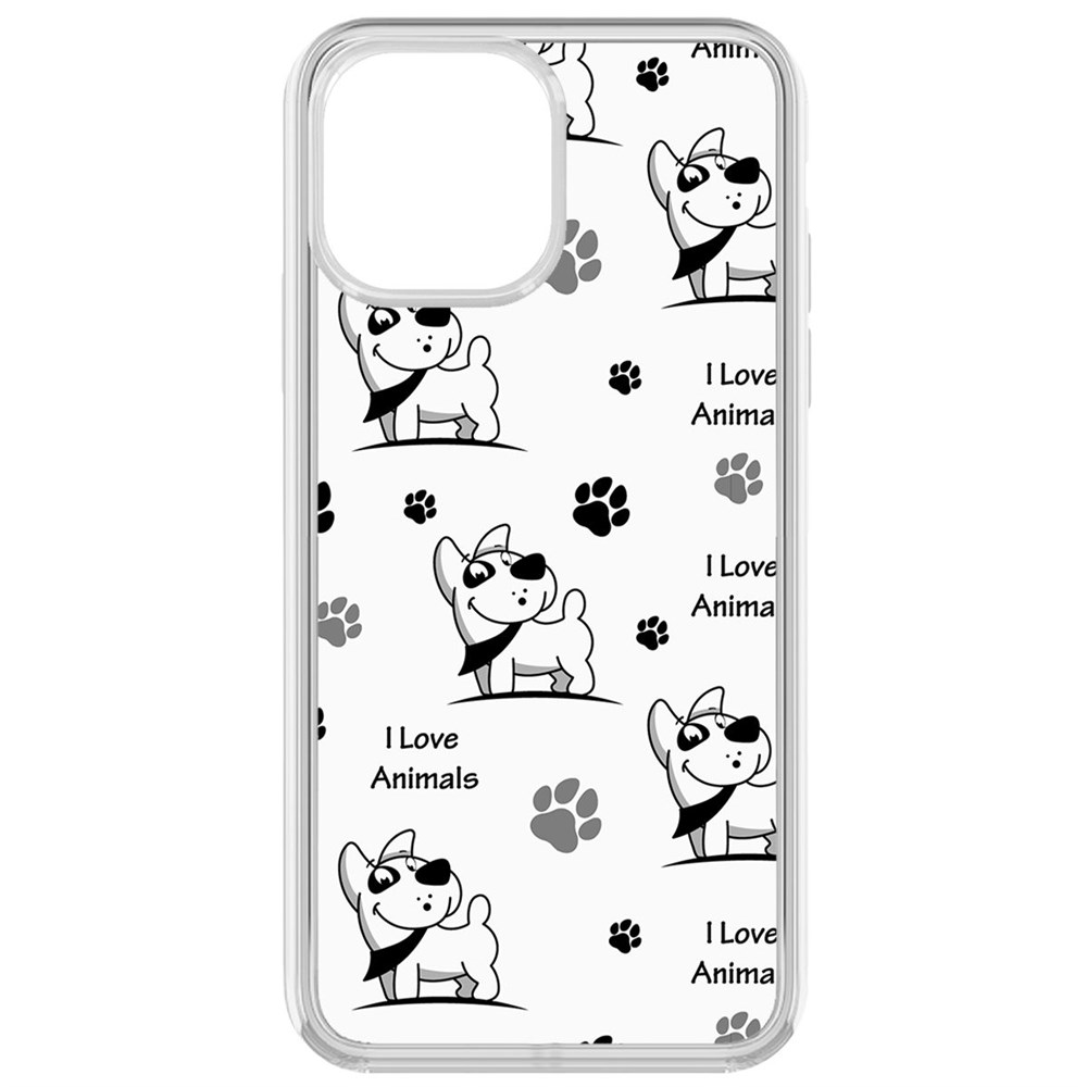 

Чехол-накладка Krutoff Clear Case Собаки паттерн 2 для iPhone 13 Pro Max, Прозрачный