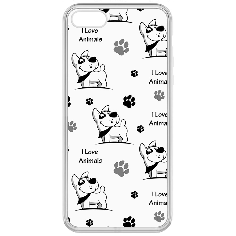 

Чехол-накладка Krutoff Clear Case Собаки паттерн 2 для iPhone 5/5s, Прозрачный