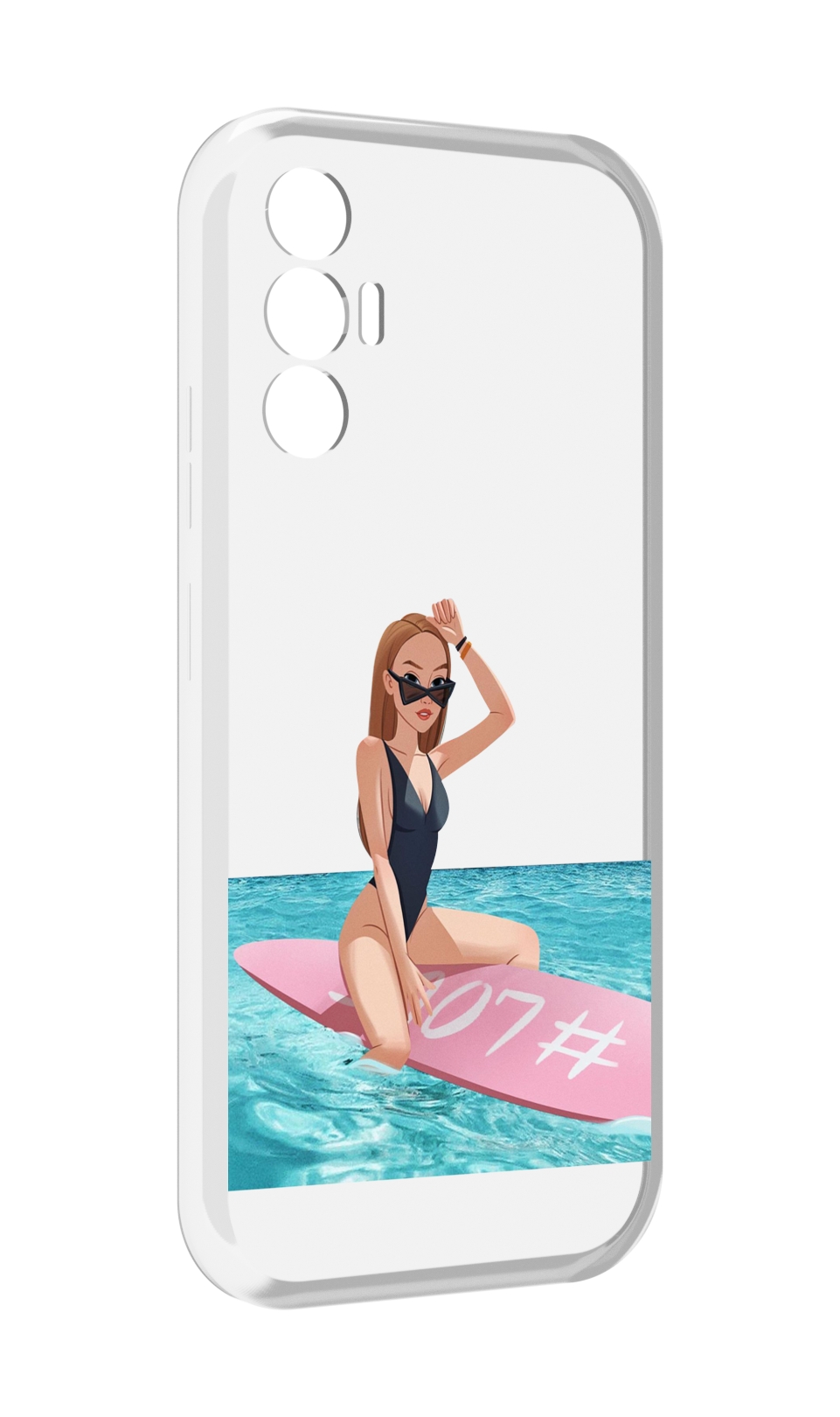 

Чехол MyPads девушка-на-серфе женский для Tecno Pova 3, Прозрачный, Tocco