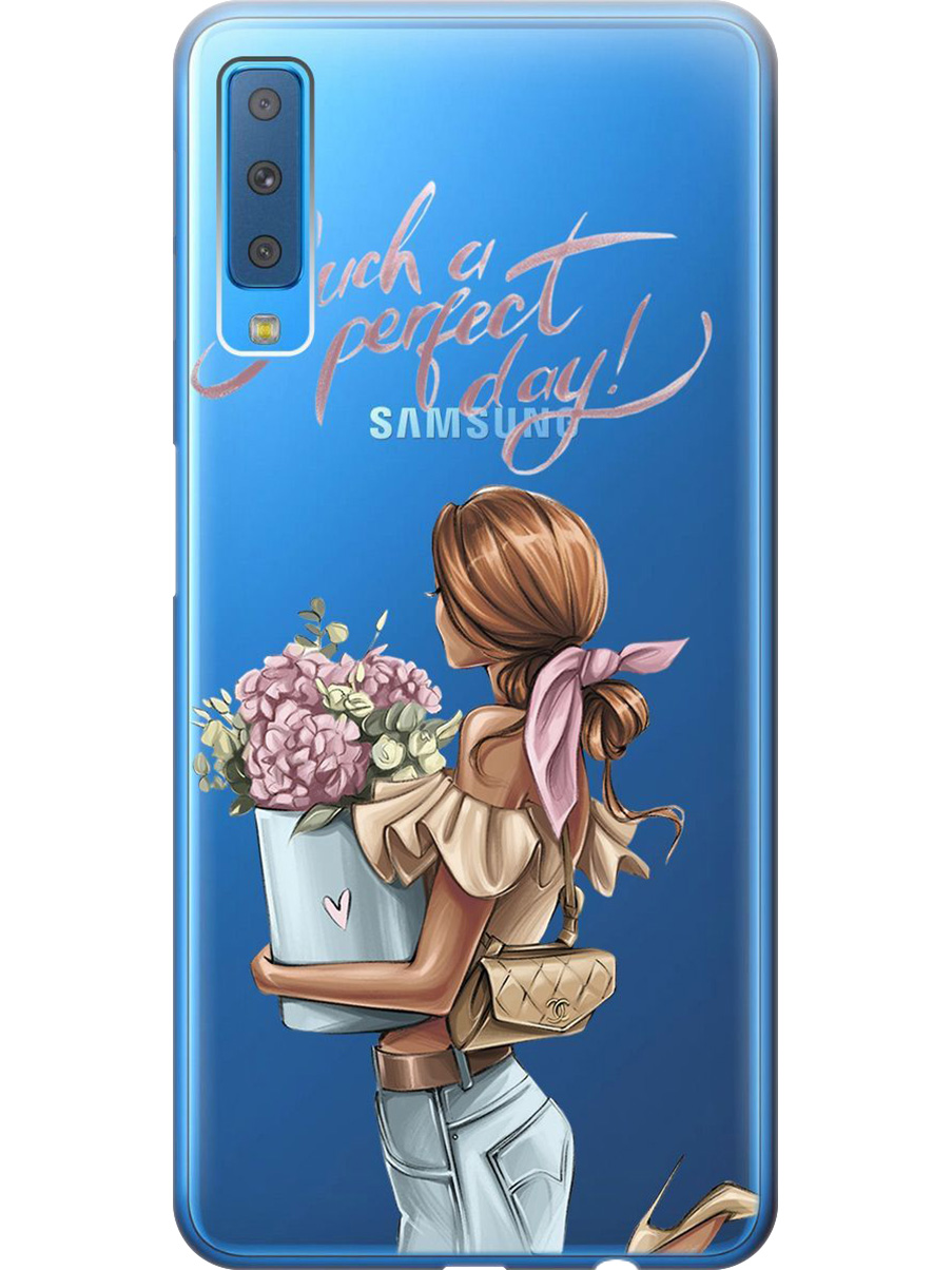 

Силиконовый чехол на Samsung Galaxy A7 (2018) с принтом "Какой прекрасный день" прозрачный, Прозрачный;голубой;розовый, 719709175