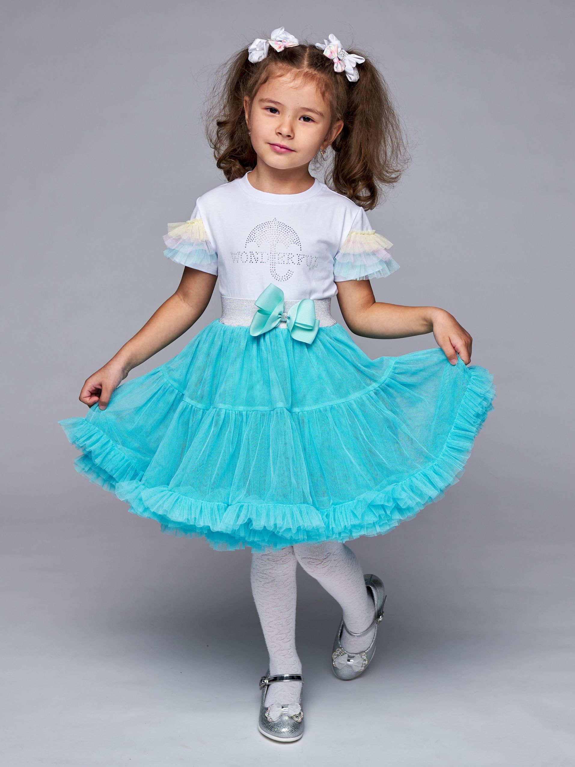 

Юбка для девочек MNL облако Цв. бирюзовый р. 104, облако