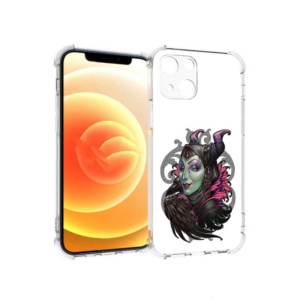 

Чехол MyPads Tocco для Apple iPhone 13 зеленая девушка с вороном (PT163239.611.357), Прозрачный, Tocco