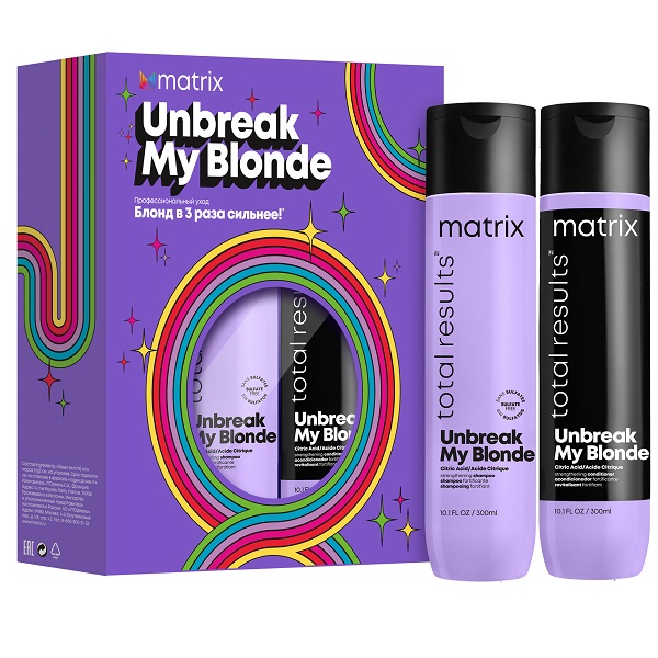

Набор Matrix Total Results Unbreak My Blond для восстановления осветленных волос, Matrix Total Results Unbreak My Blond Новогодний набор для восстановления осветленных волос