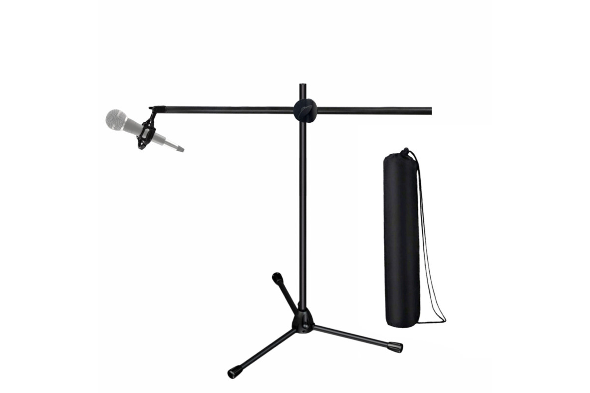 фото Напольная стойка mll-03p низкая с держателем пау для микрофона и чехлом для переноски mobicent