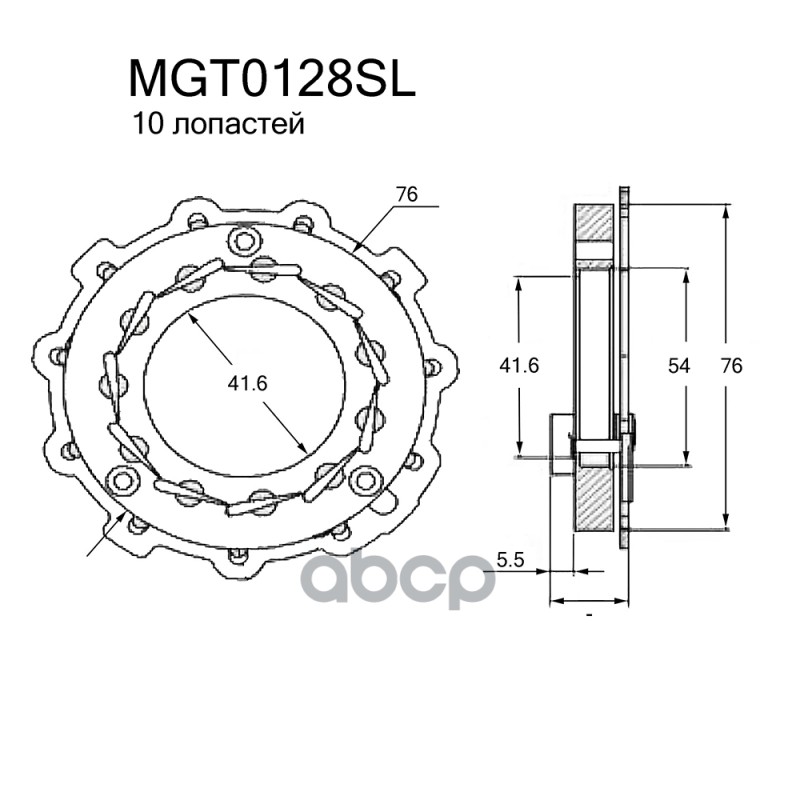 Геометрия Турбокомпрессора Krauf арт. MGT0128SL