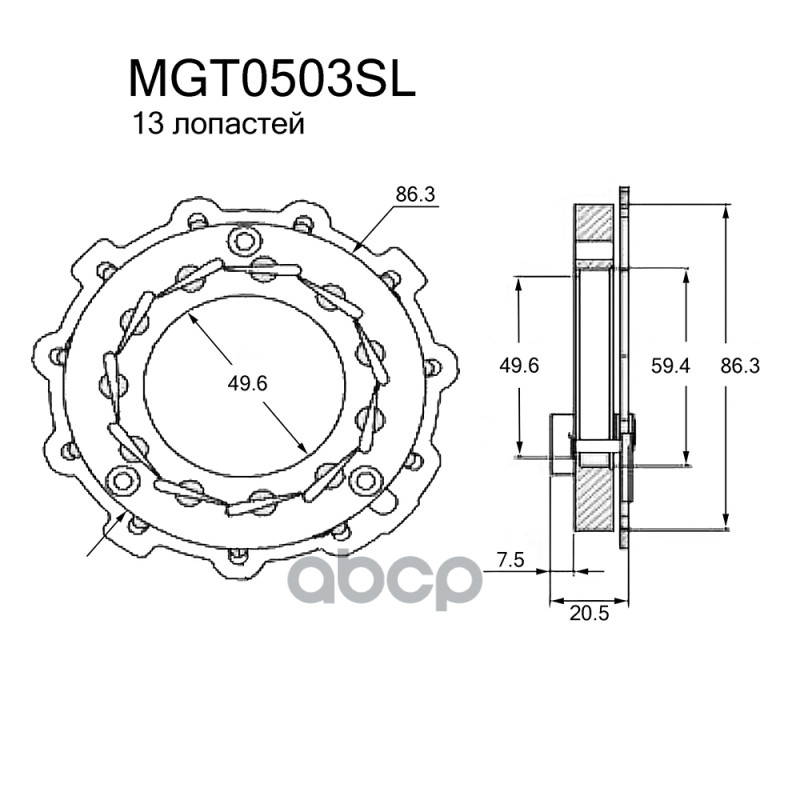 

Геометрия Турбокомпрессора Krauf арт. MGT0503SL