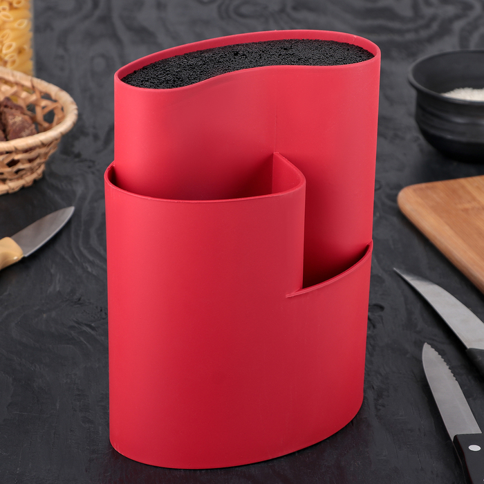 фото Подставка для ножей и столовых приборов «нео», 18×11 см, цвет красный nobrand