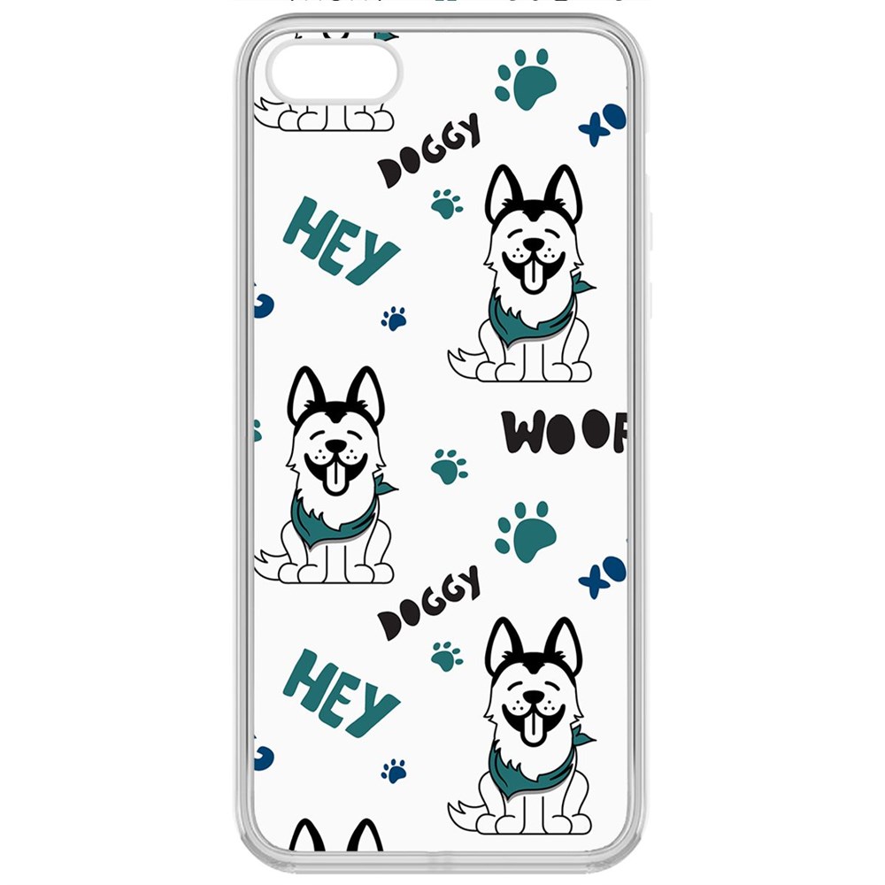Чехол-накладка Krutoff Clear Case Собаки паттерн 3 для iPhone 5/5s