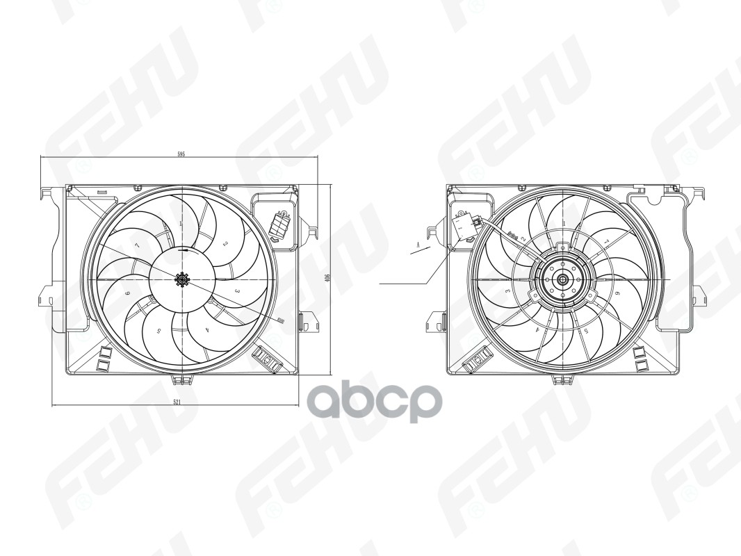 

Электровентилятор охлаждения с Кожухом Hyundai Solaris/Kia Rio (10-) A/C+