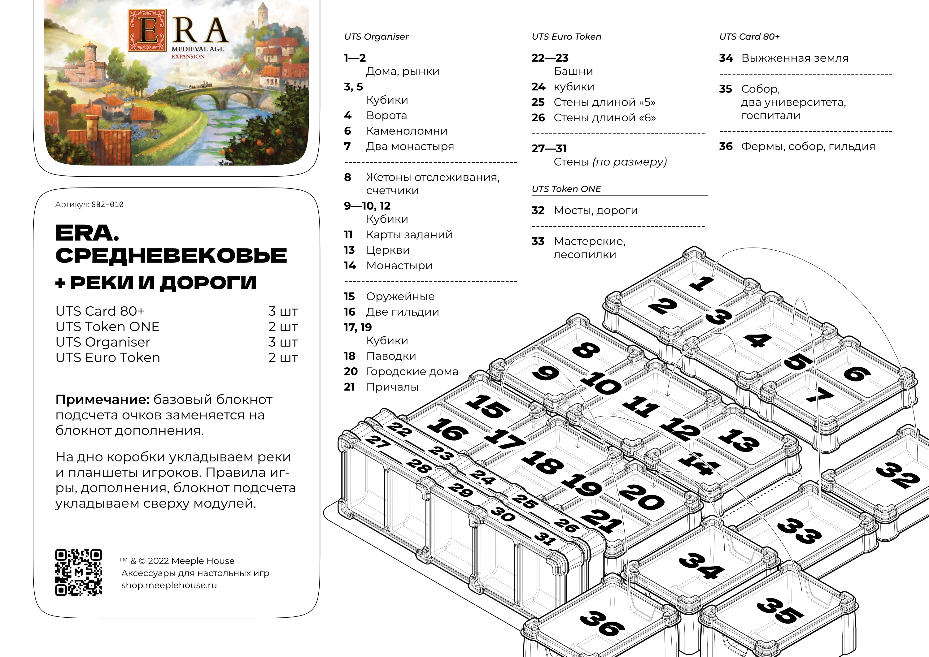 

органайзер для игры эра. средневековье с дополнением реки и дороги (чёрный цвет)