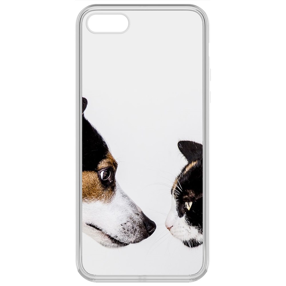 Чехол-накладка Krutoff Clear Case Собаки против кошек для iPhone 5/5s