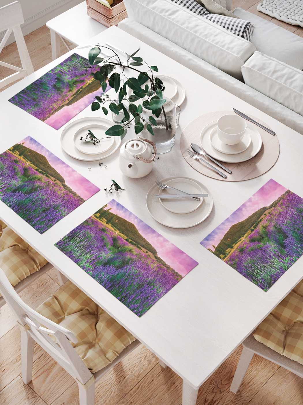 

Сервировочные селфетки JoyArty "Долина в цветах" (32х46 см, 4 шт.), Голубой