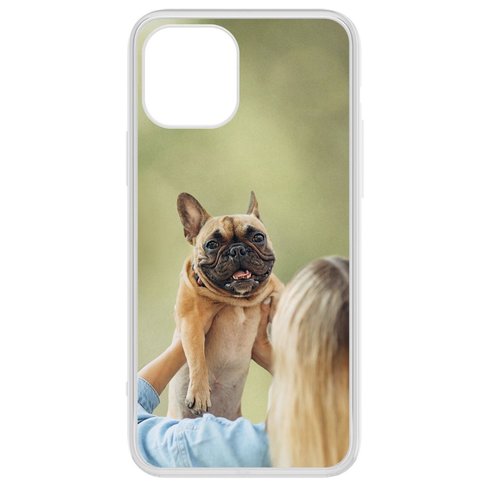 

Чехол-накладка Krutoff Clear Case Хозяйка и бульдог для iPhone 12/12 Pro, Прозрачный