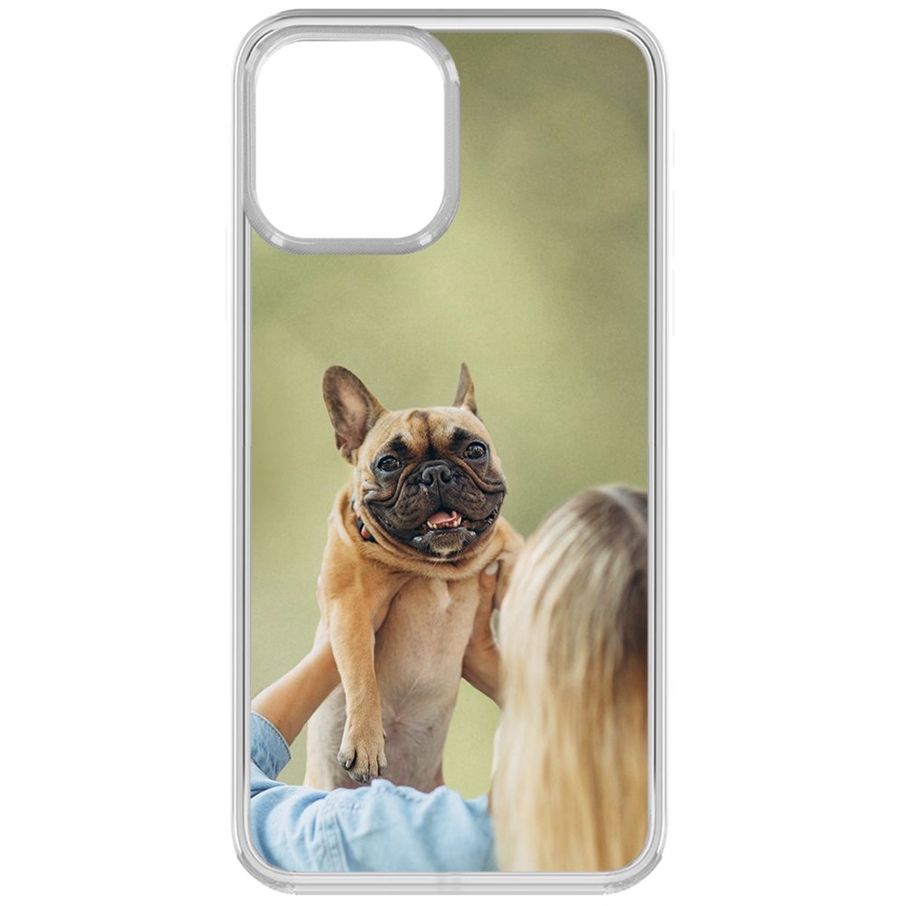 

Чехол-накладка Krutoff Clear Case Хозяйка и бульдог для iPhone 13, Прозрачный