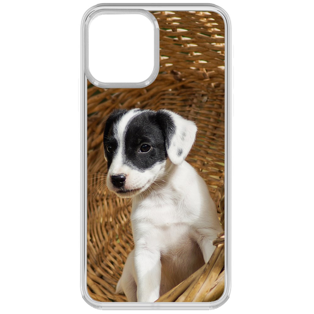 

Чехол-накладка Krutoff Clear Case Щенок в корзине для iPhone 13, Прозрачный