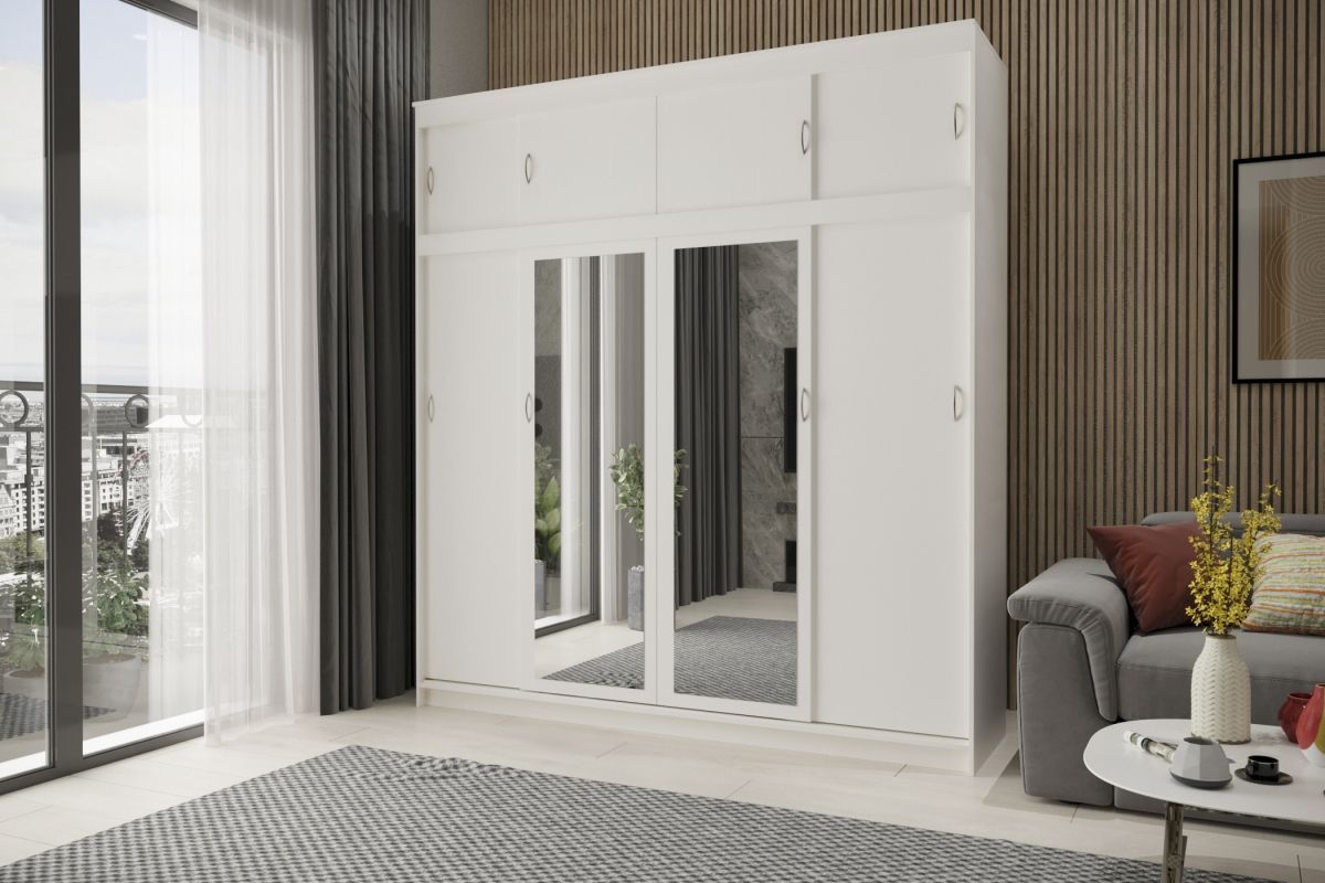 

Шкаф-купе Миллениум-4 с антресолью Белый для одежды четырёхдверный 240x240x60 Мегамебель, Миллениум-4