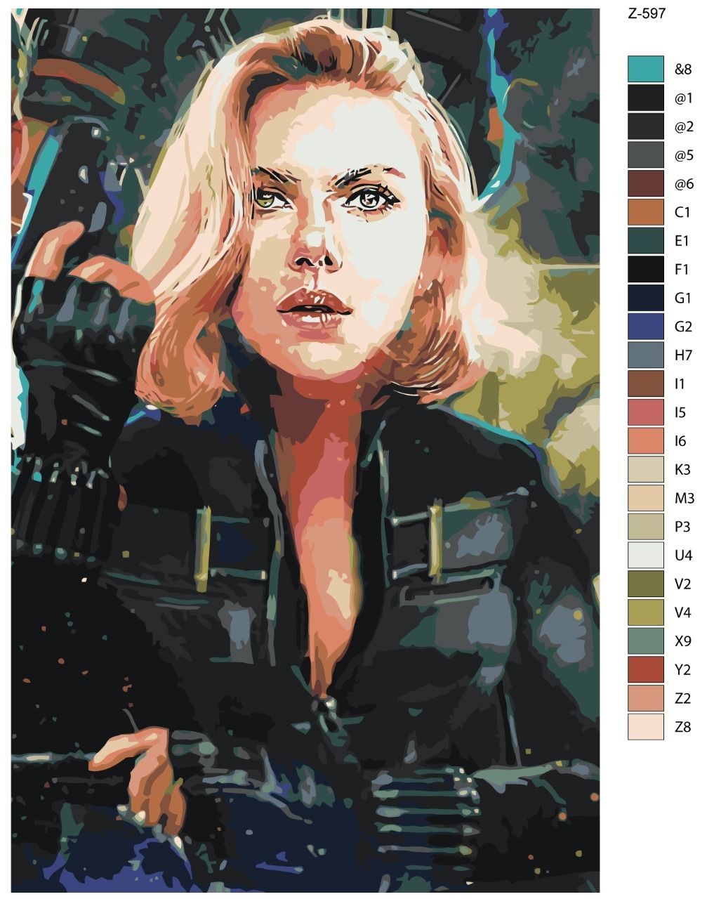 

Картина по номерам BRUSHES-PAINTS Z-597, Скарлетт Йоханссон - Чёрная Вдова