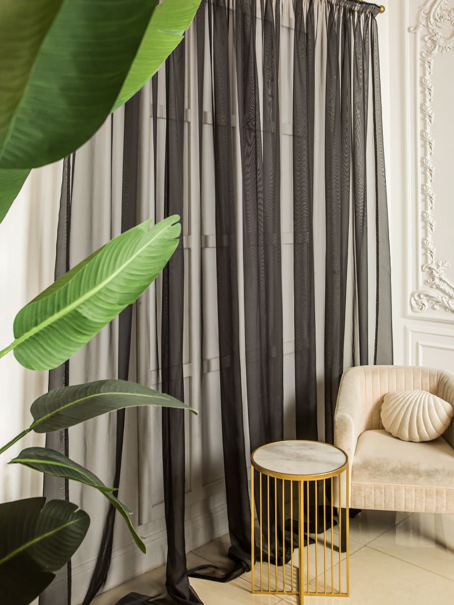 

Тюль Вуаль высота 280 см х ширина 350 см цвет - черный, Тюль черный