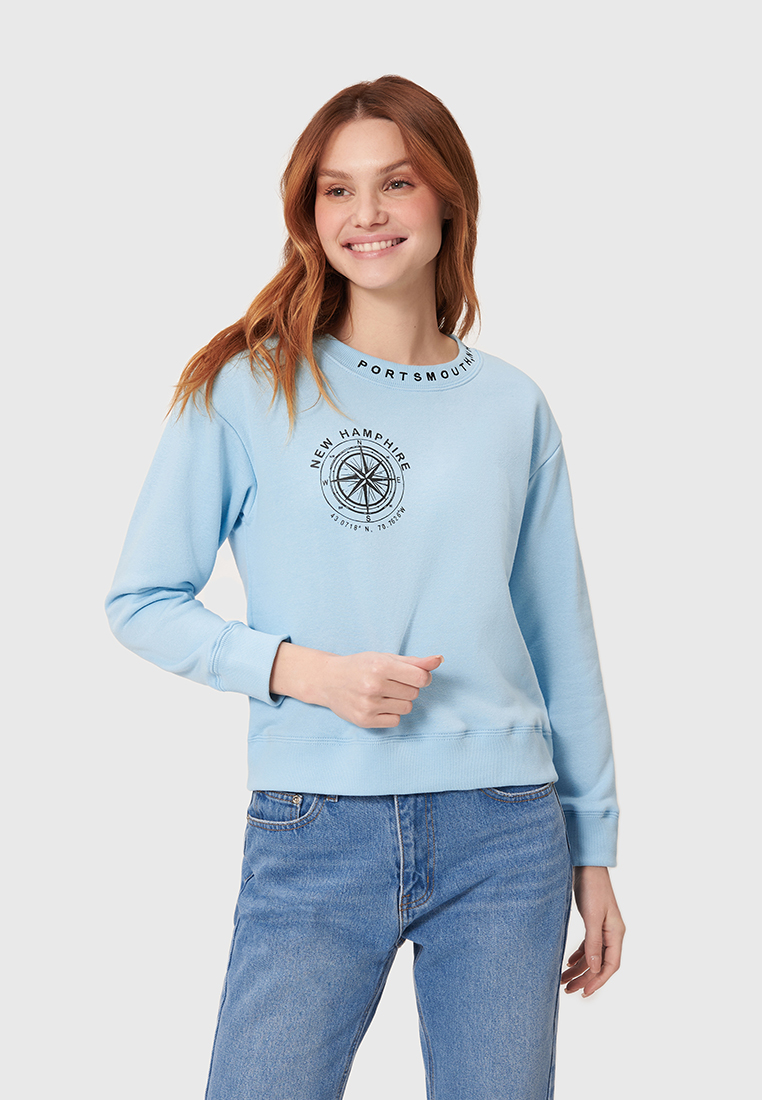 

Свитшот женский Modis M211W00521R269 бирюзовый 44-46, M211W00521