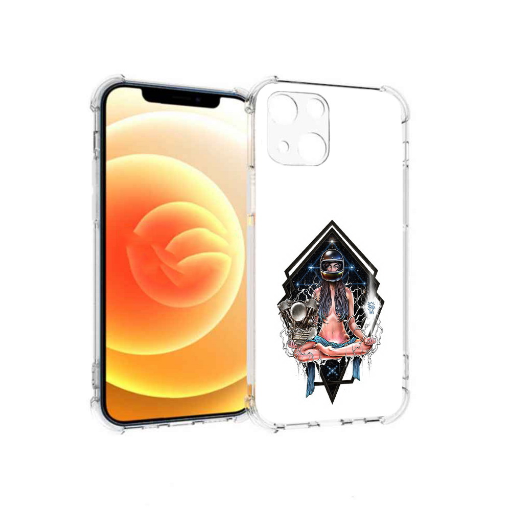 

Чехол MyPads Tocco для Apple iPhone 13 красивая девушка в шлеме (PT163239.611.406), Прозрачный, Tocco