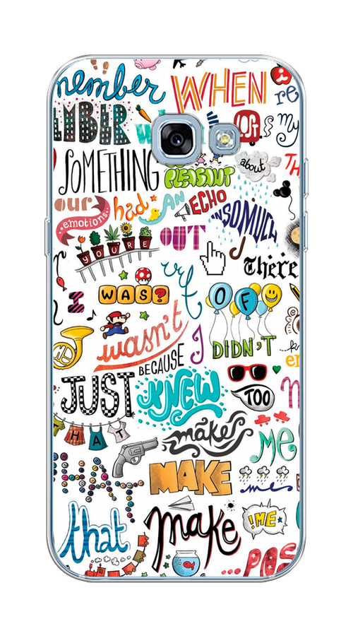 

Чехол на Samsung Galaxy A5 2017 "Много надписей", Белый;серый;голубой, 20650-1