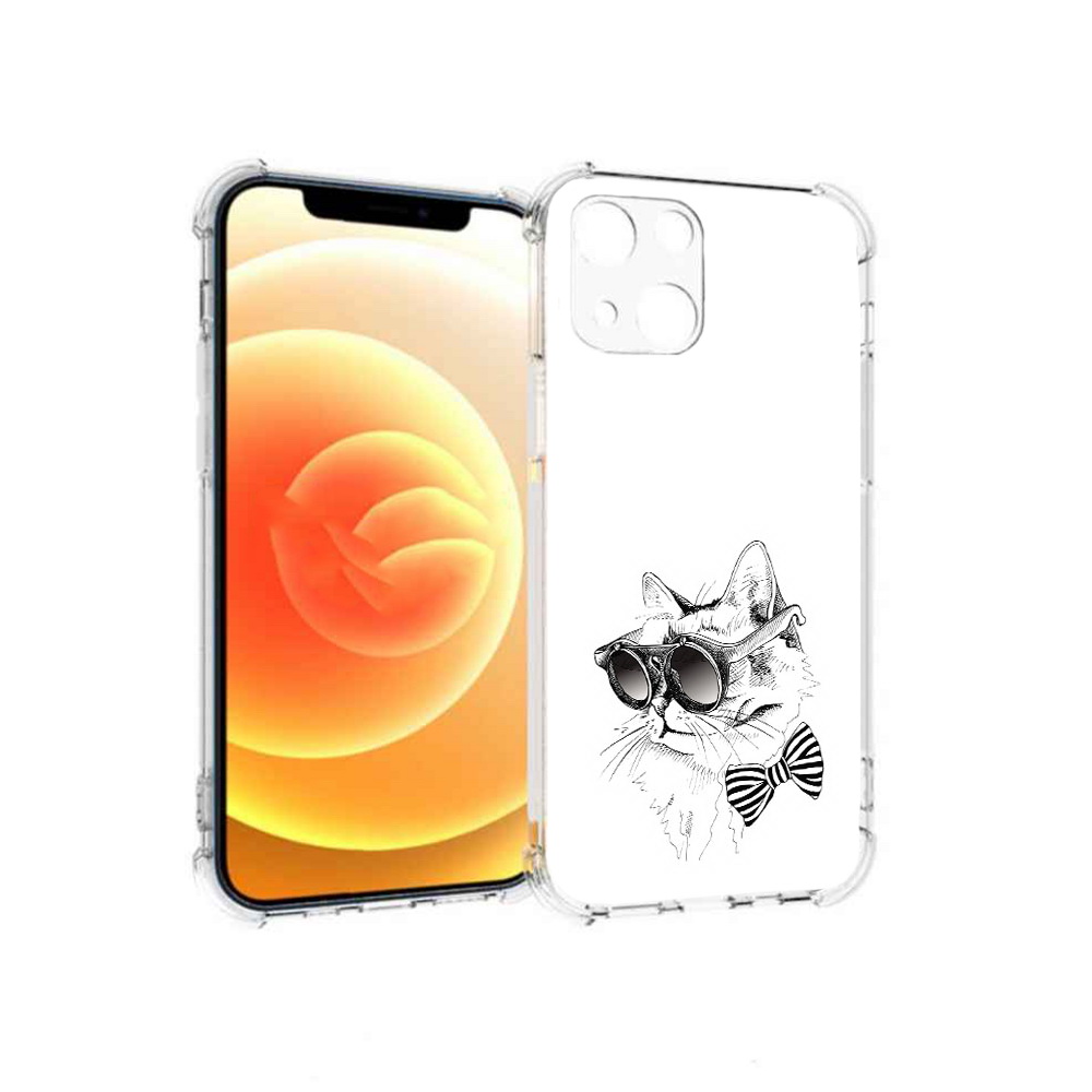 

Чехол MyPads Tocco для Apple iPhone 13 крутая кошка в очках (PT163239.611.421), Прозрачный, Tocco
