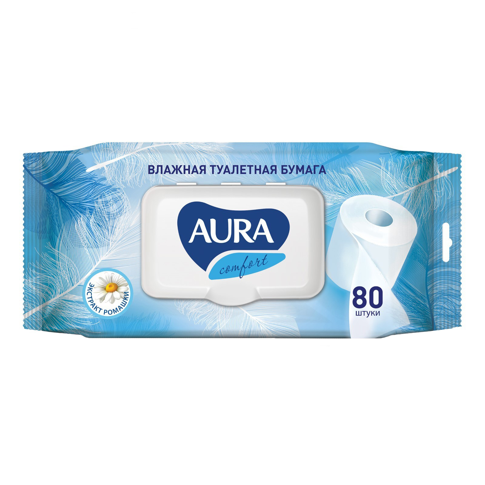 фото Влажная туалетная бумага aura comfort с крышкой, 80 шт