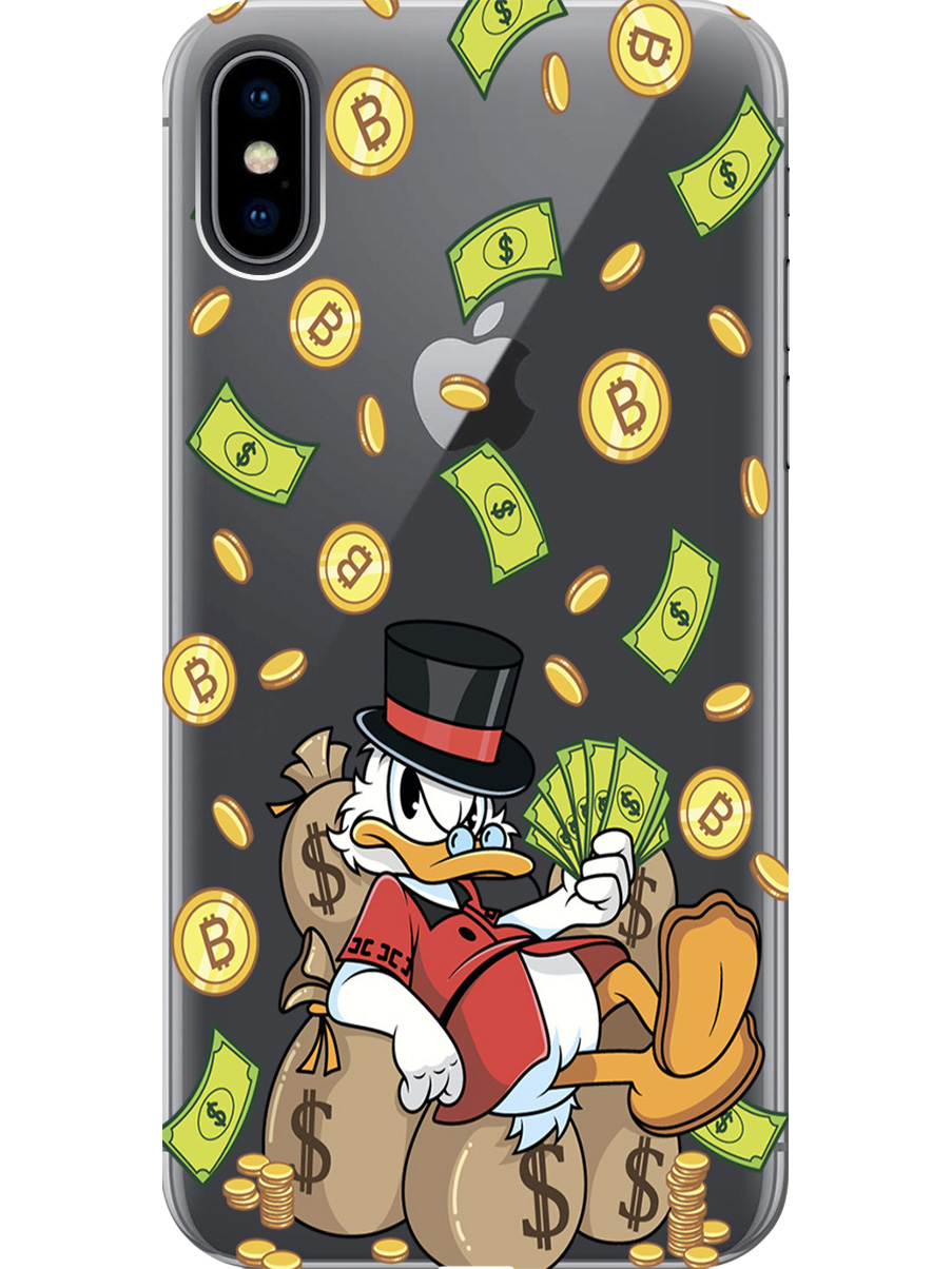 

Силиконовый чехол на Apple iPhone Xs/X с принтом "Богатый Скрудж" прозрачный, Прозрачный;белый;зеленый, 715365471