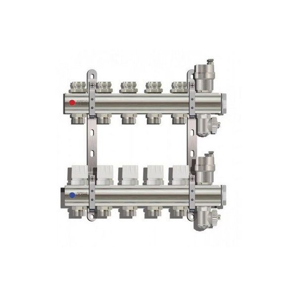 фото Коллекторная группа из латуни с настроечными и термостатическими клапанами, дренажными кр tim