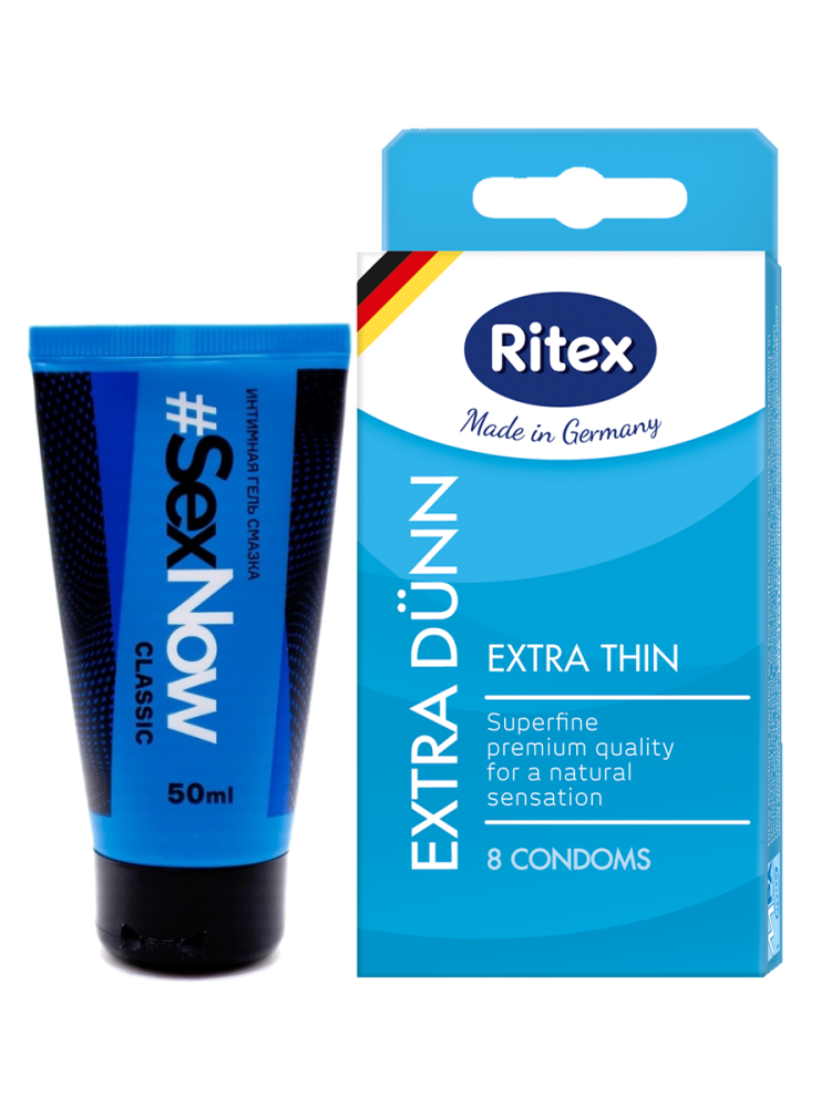 фото Набор интимная гель смазка sexnow classic 50 мл и презервативы ritex extra thin dunn 8 шт.