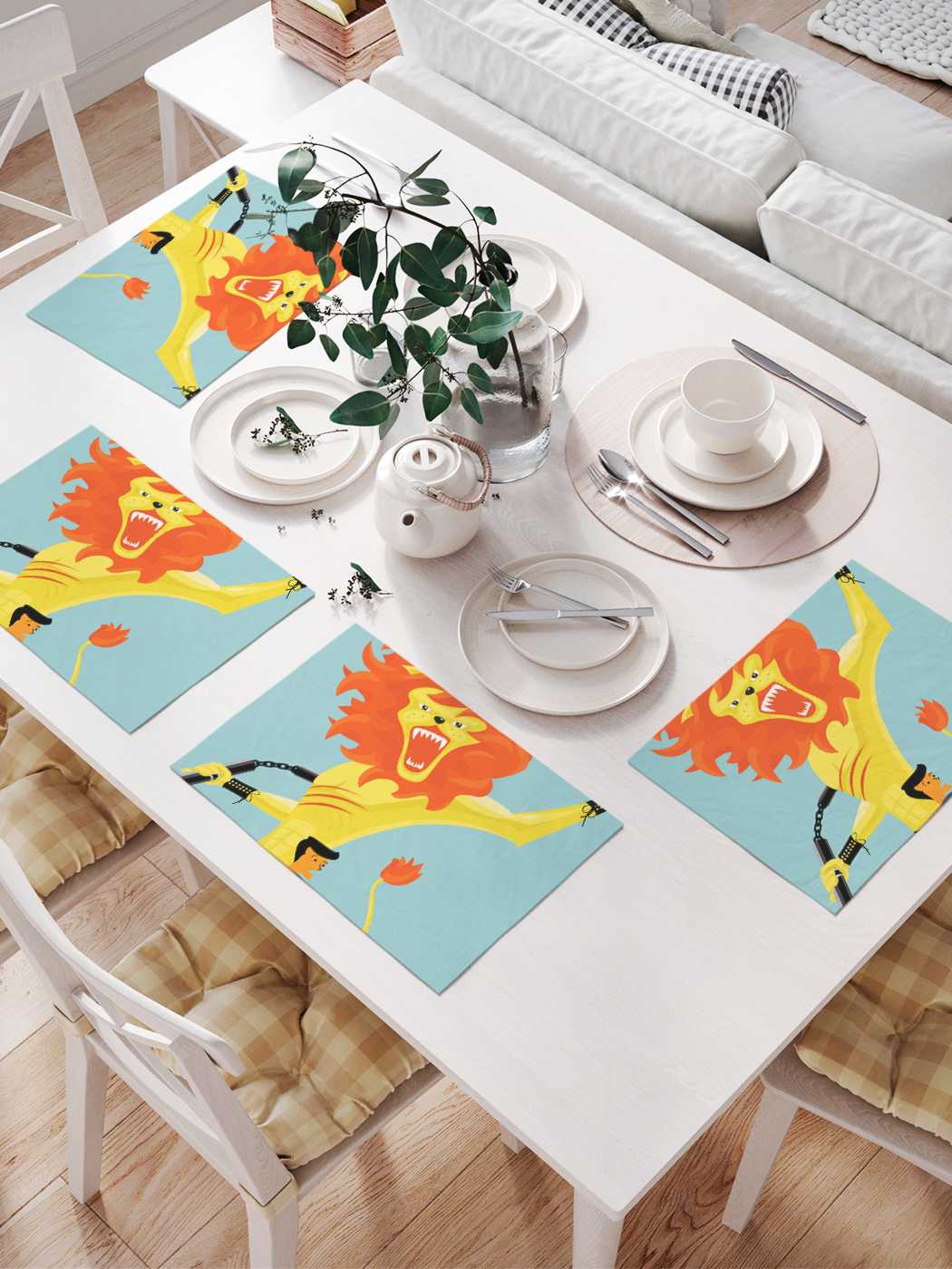 

Сервировочные селфетки JoyArty "Лев каратист" (32х46 см, 4 шт.), Синий