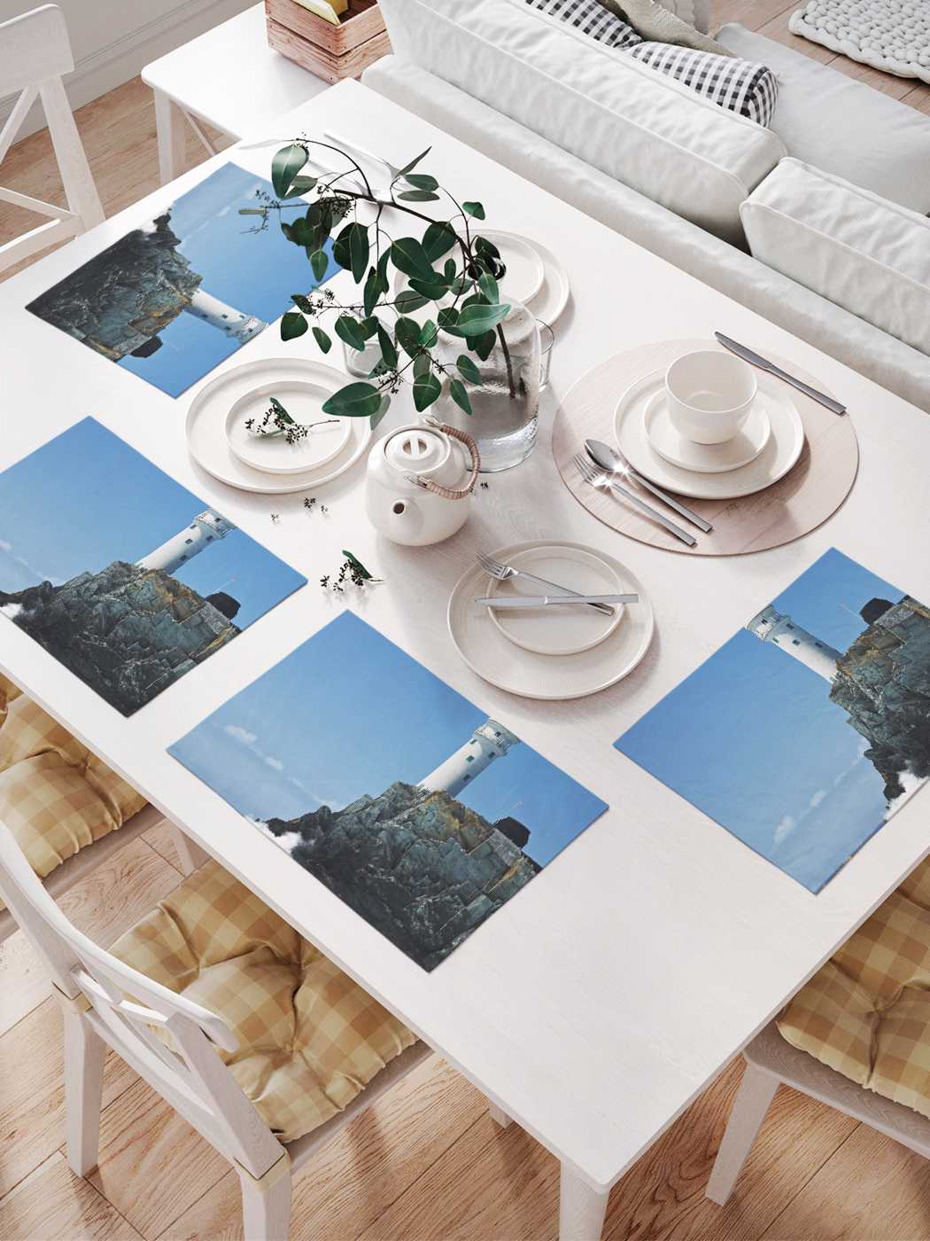 

Сервировочные селфетки JoyArty "Маяк на обрыве" (32х46 см, 4 шт.), Белый