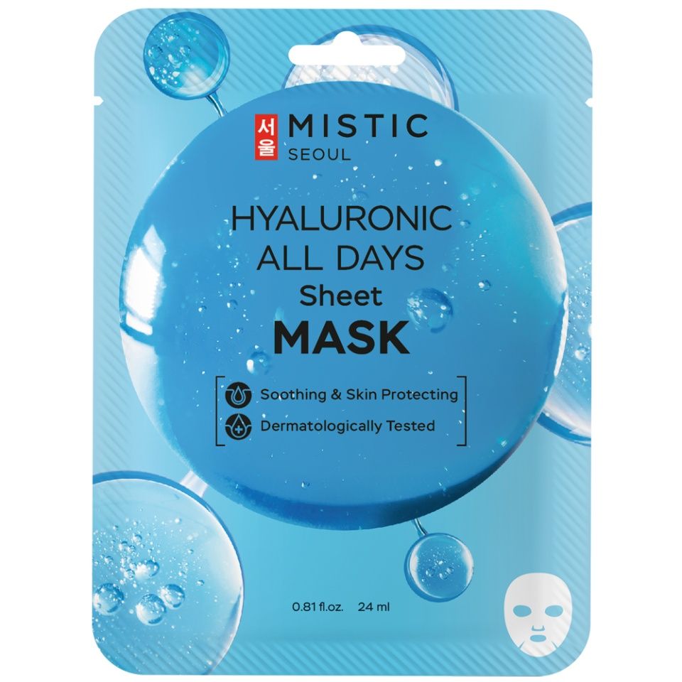 MISTIC HYALURONIC ALL DAYS Sheet mask Тканевая маска для лица с гиалуроновой кислотой 24мл берлитион 600 конц д инф 25мг мл 24мл 5