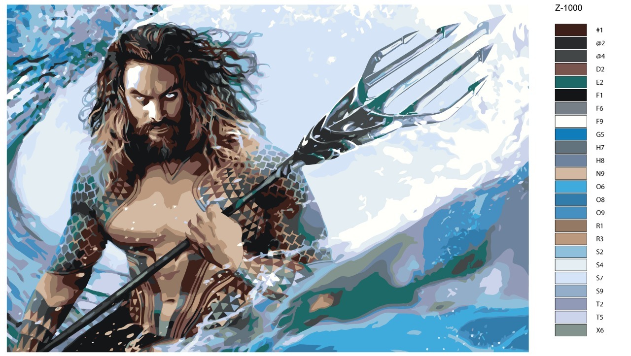 

Картина по номерам BRUSHES-PAINTS Z1000, Аквамен-Джейсон Мамоа- Jason Momoa