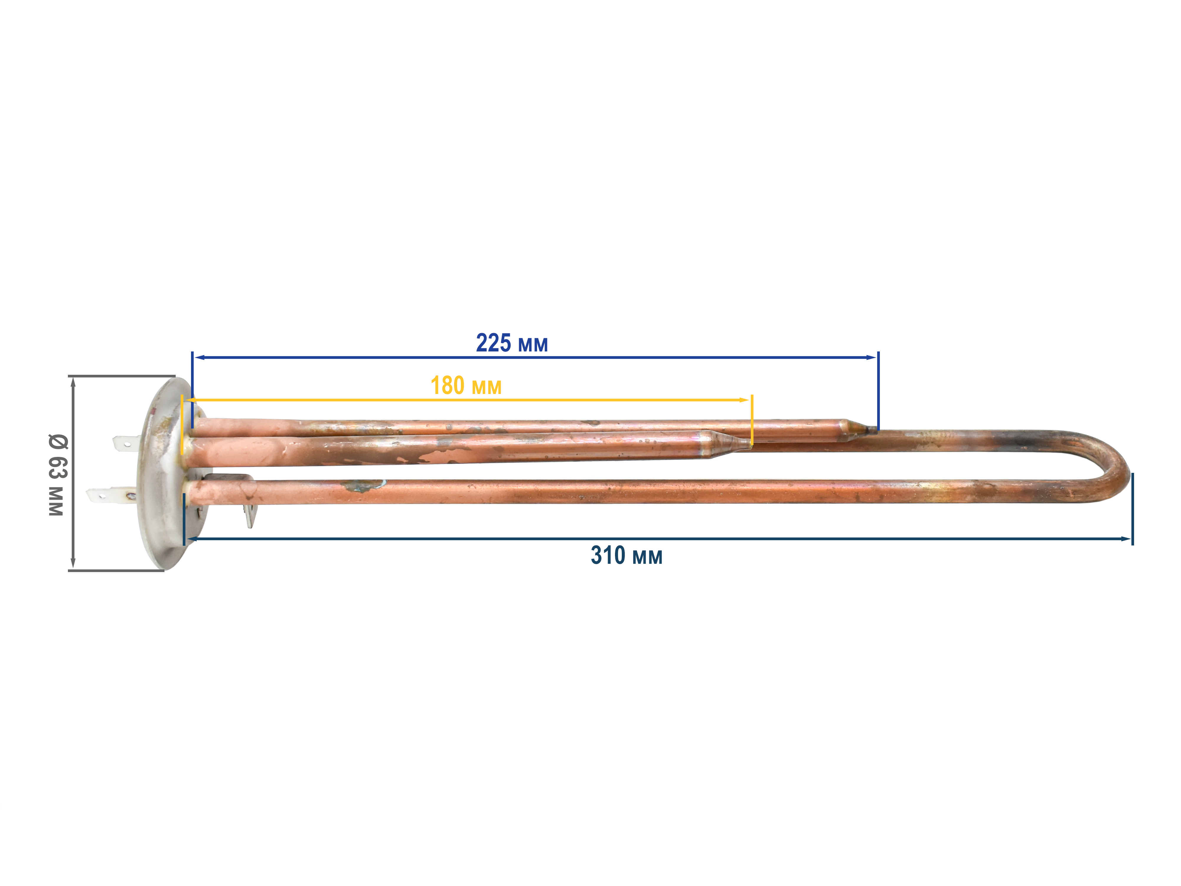 

ТЭН (нагревательный элемент) для водонагревателя, EKPARTS 3401334, 066057 RF 1300W D63mm, Золотистый, 3401334,066057 МЕДЬ