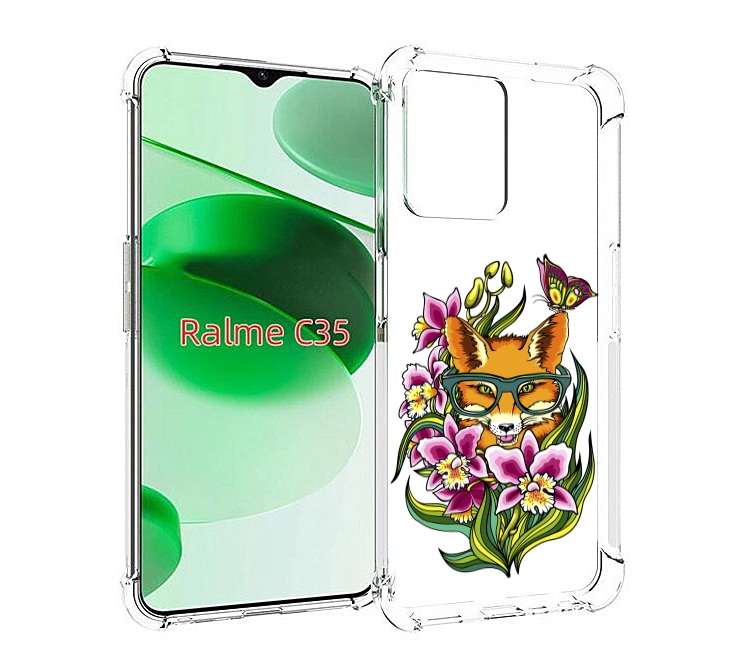 

Чехол MyPads Лиса в цветах для Realme C35 / Narzo 50A Prime, Прозрачный, Tocco