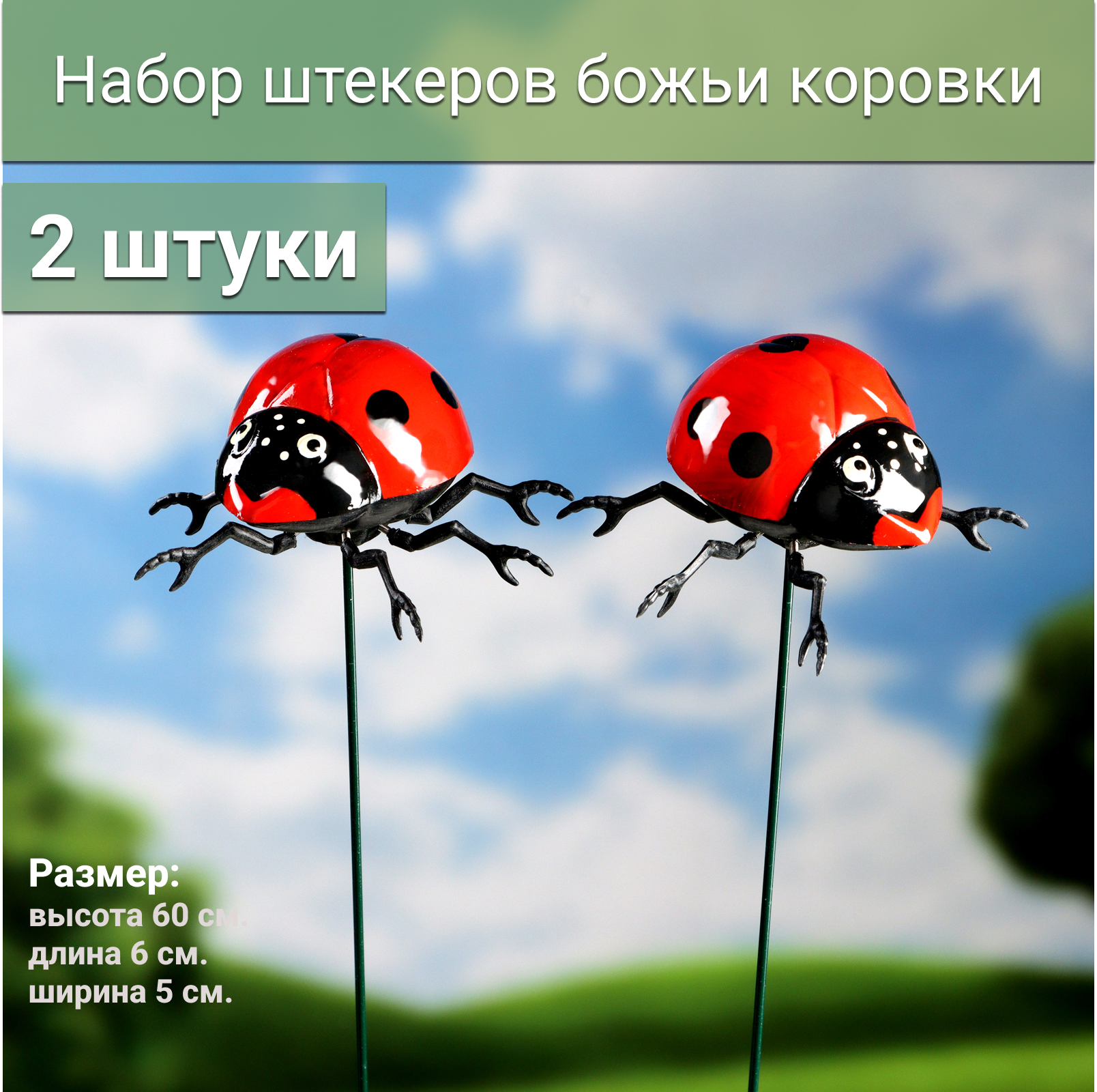 

Садовая фигурка NoBrand БК2 божья коровка 2 шт, Красный;черный, БК2