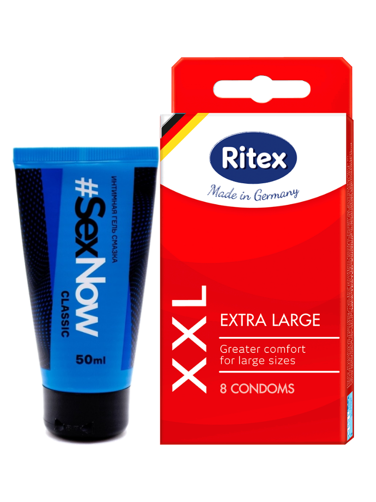 фото Набор интимная гель смазка sexnow classic 50 мл и презервативы ritex xxl extra large 8 шт.