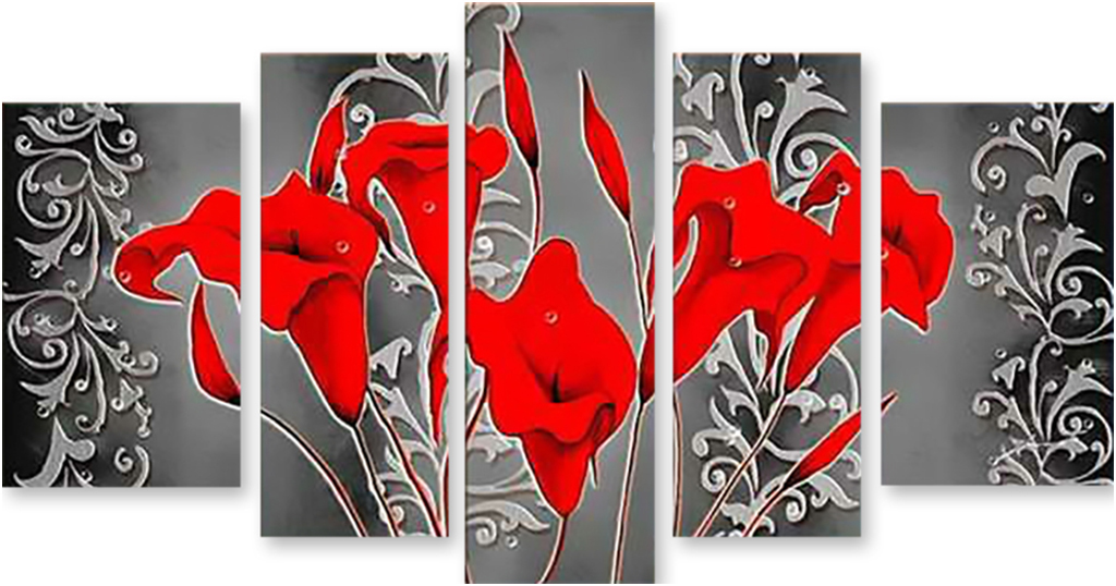 

Картина модульная на холсте Модулка Красные каллы 150x84 см, 1589