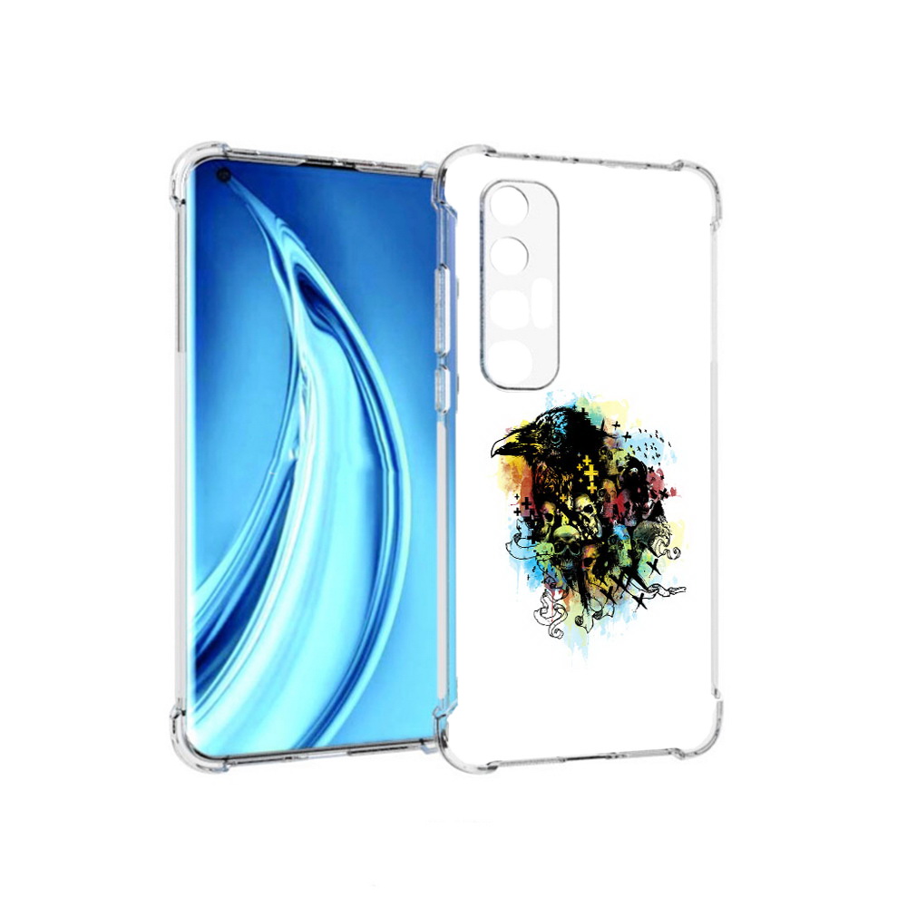 

Чехол MyPads Tocco для Xiaomi Mi 10S ворон и черепа (PT226949.296.273), Прозрачный, Tocco