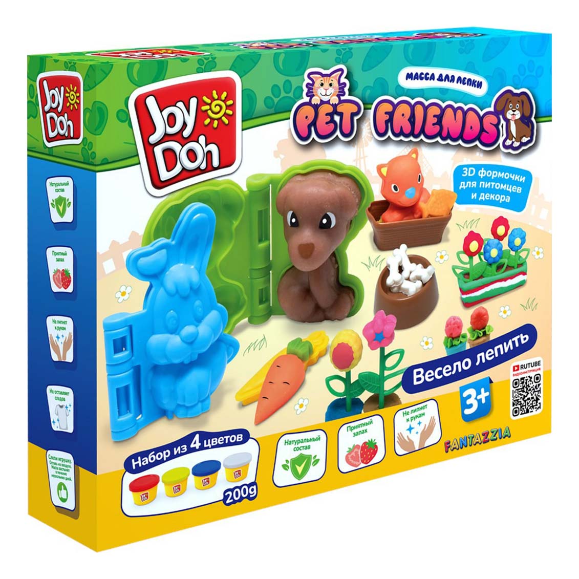 Масса для лепки Joy Doh Pet Friends 200 г 4 цвета