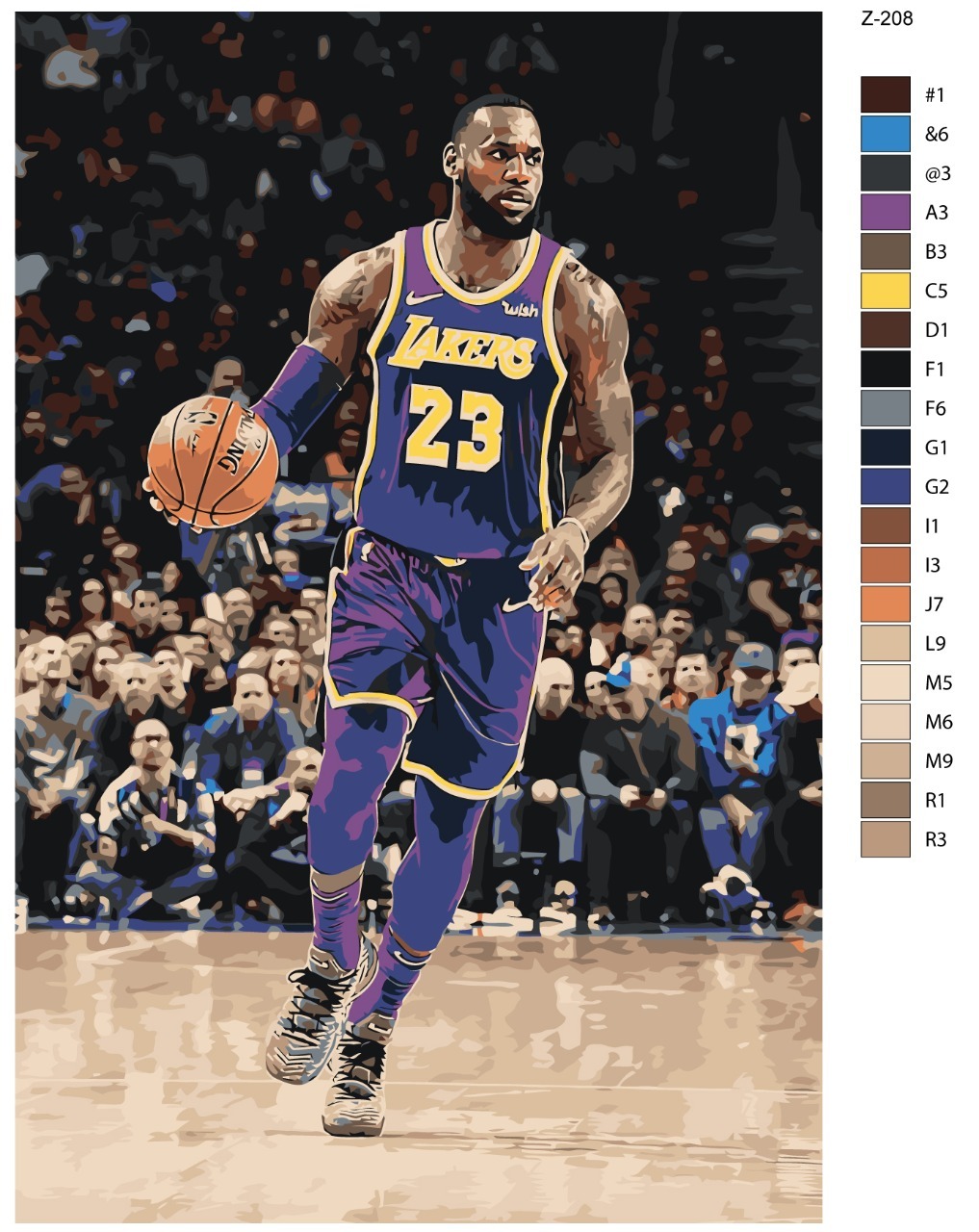 

Картина по номерам BRUSHES-PAINTS Z-208, Баскетболист Джеймс Леброн. Lakers