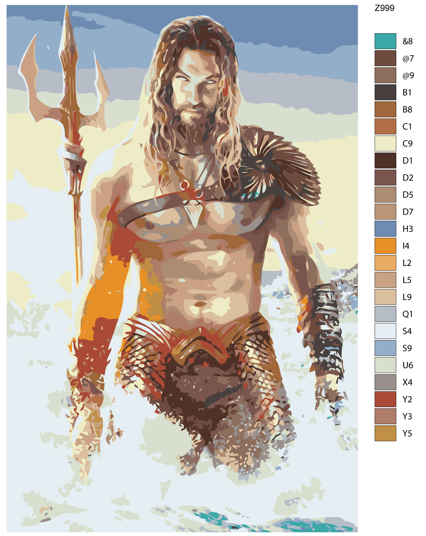 

Картина по номерам BRUSHES-PAINTS Z999, Аквамен-Джейсон Мамоа- Jason Momoa