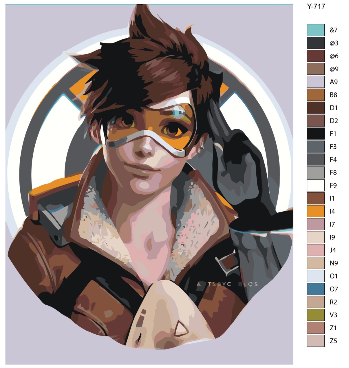 

Картина по номерам BRUSHES-PAINTS Y-717, Компьютерная игра Overwatch (овервотч). Трейсер