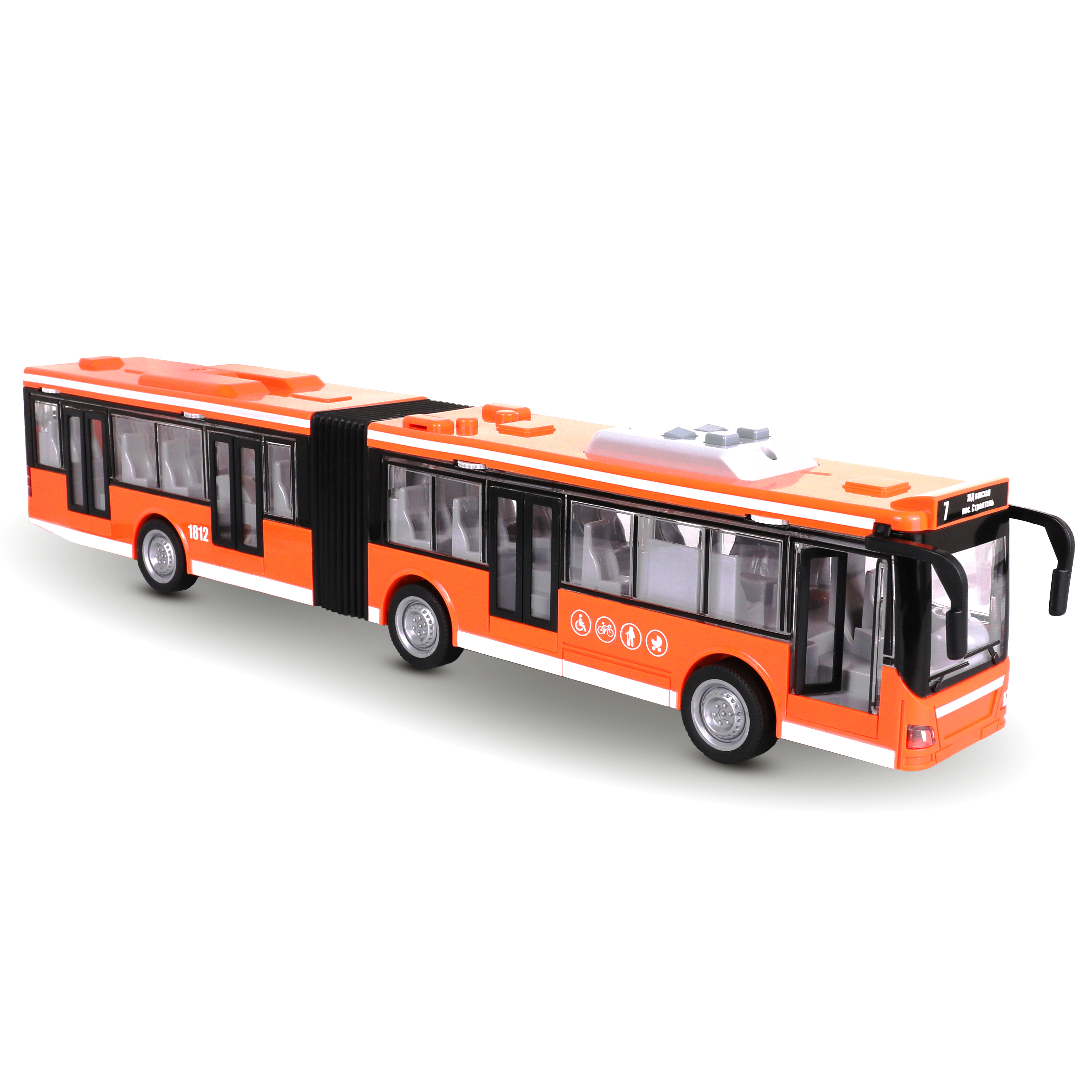 Автобус гармошка Kid Rocks со звуком и светом, инерционный механизм, 1:16, арт. YK-2104