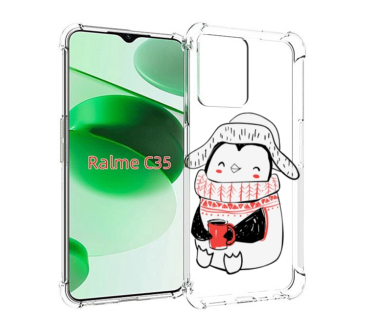 

Чехол MyPads Милый пингвин для Realme C35 / Narzo 50A Prime, Прозрачный, Tocco
