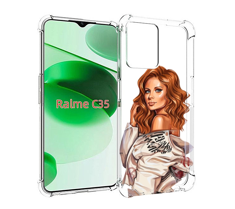 

Чехол MyPads Бежевая-куртка женский для Realme C35 / Narzo 50A Prime, Прозрачный, Tocco