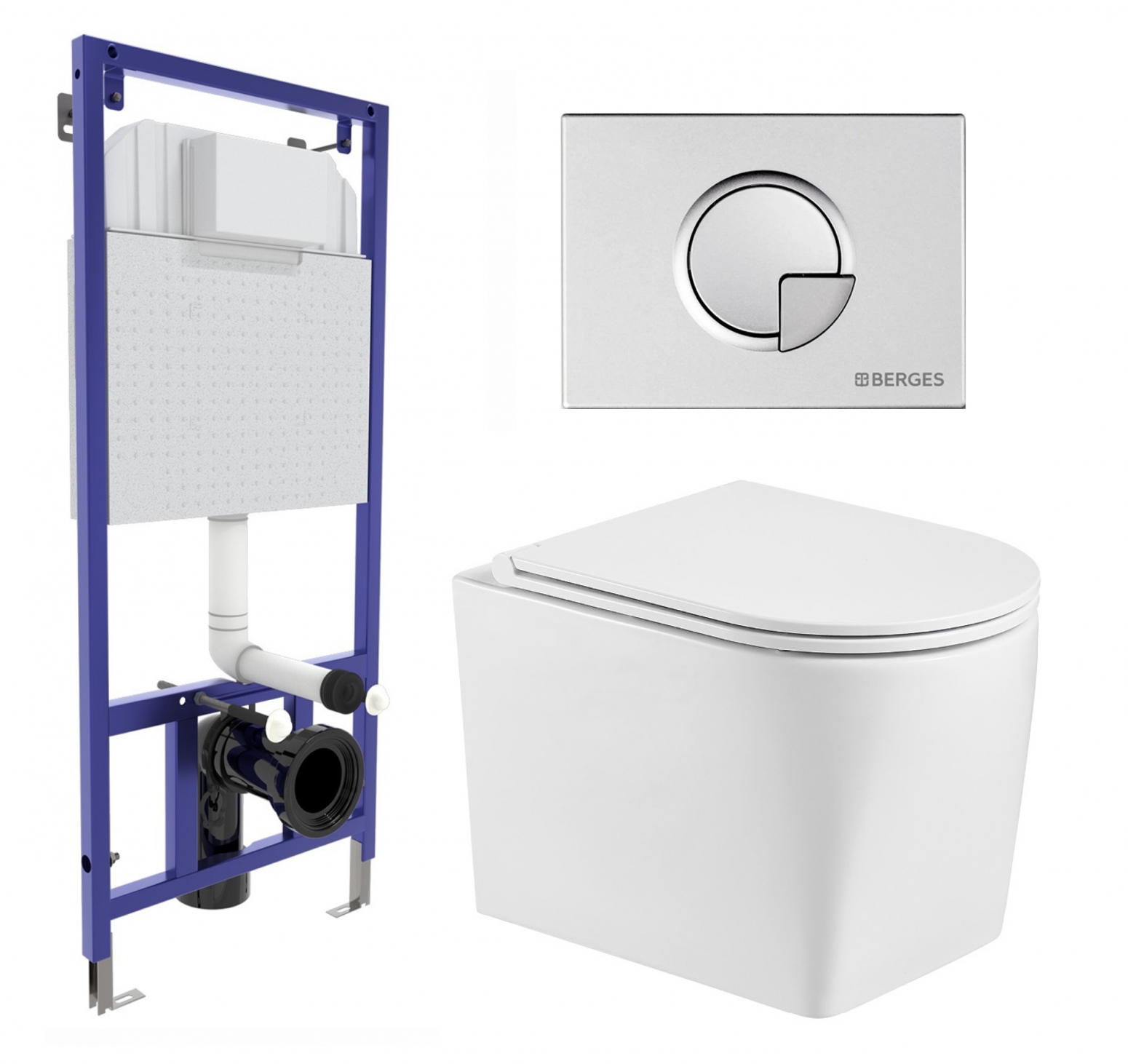 

Комплект: инсталляция Berges Wasserhaus + унитаз Nesenbach + кнопка хром матовая