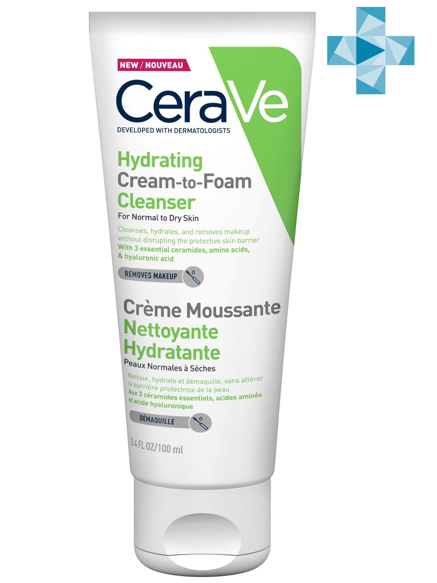 

Увлажняющая крем-пенка CeraVe для умывания 100мл, Очищение кожи