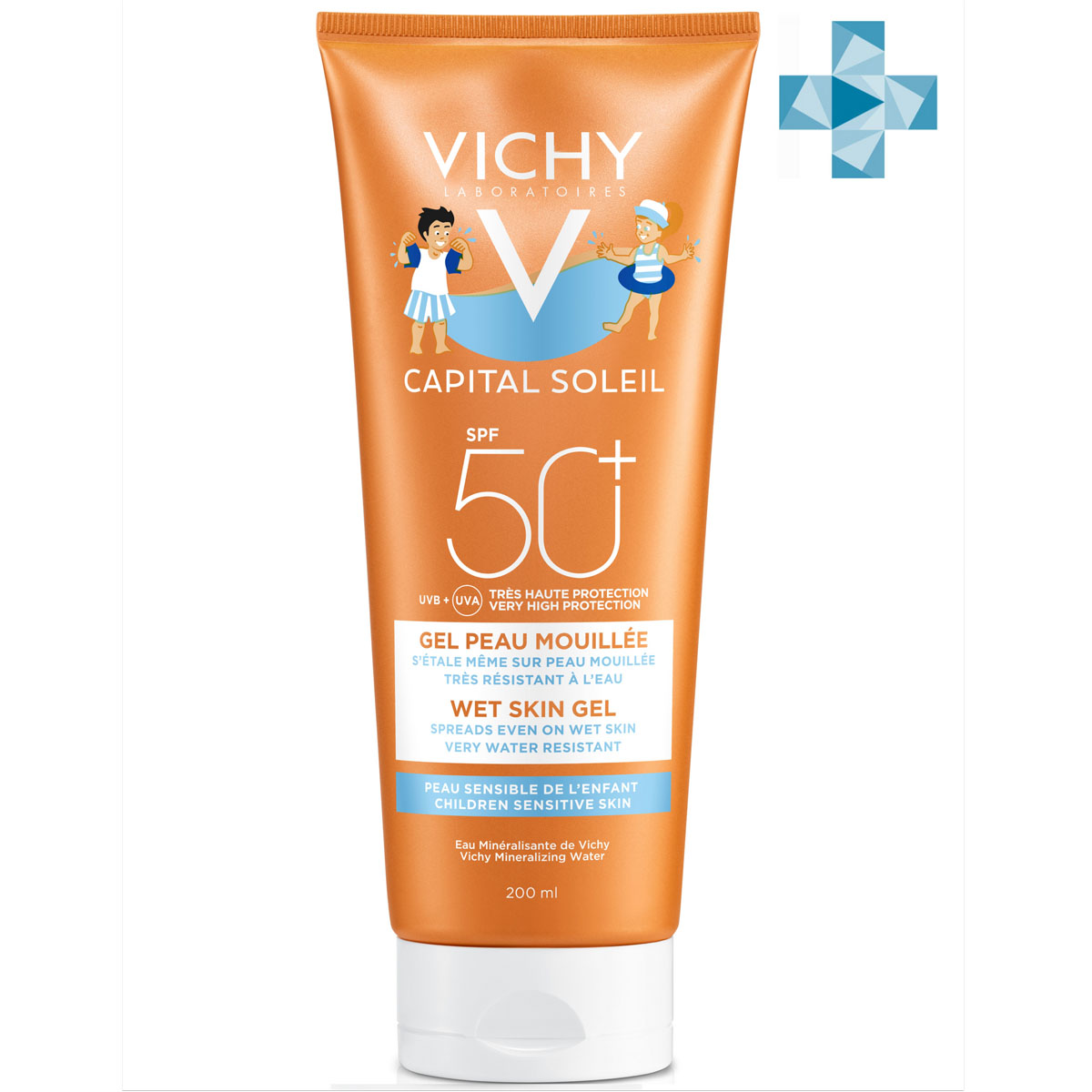 фото Солнцезащитная эмульсия vichy д/детей wet skin spf50+ 200мл